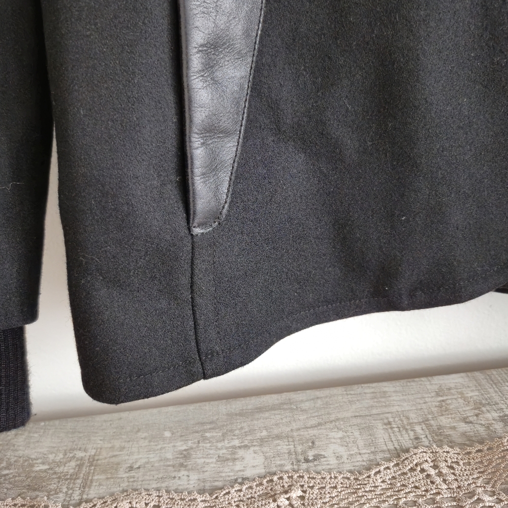 Rudsak Black Wool Coat/ peacoat/ jacket with Leeather Trim , Women Size M - Picture 9 of 16